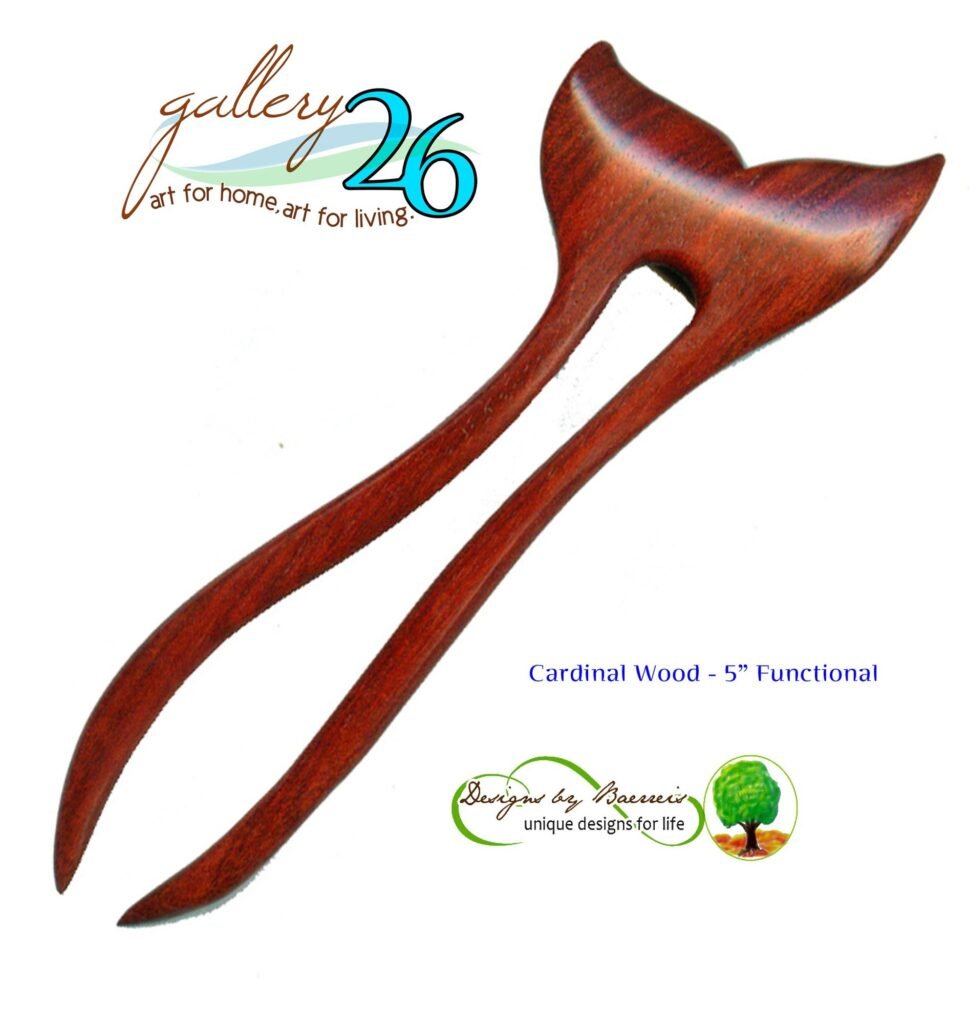 Finny two prong wooden hair fork by Designs by Baerreis
