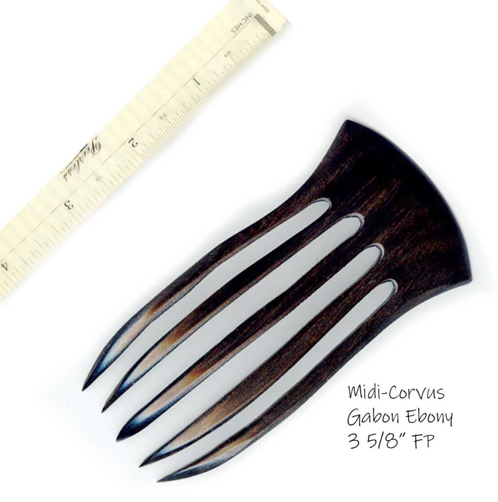 Midi Corvus hair fork in Gabon ebony by Designs by Baerreis