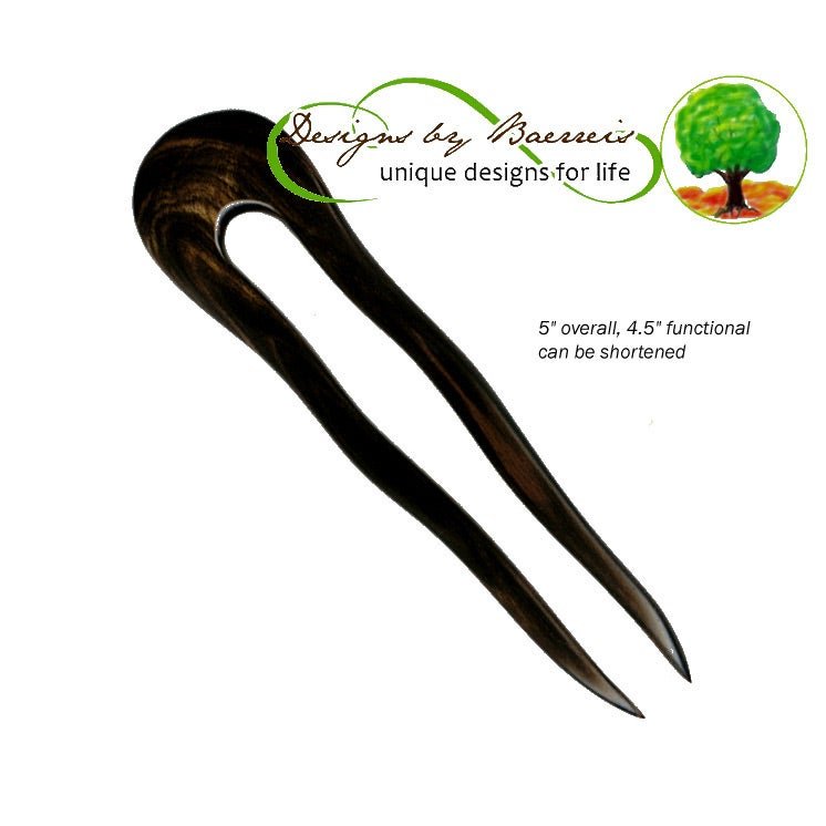 Plain and Simple two prong wooden hair fork by Designs by Baerreis